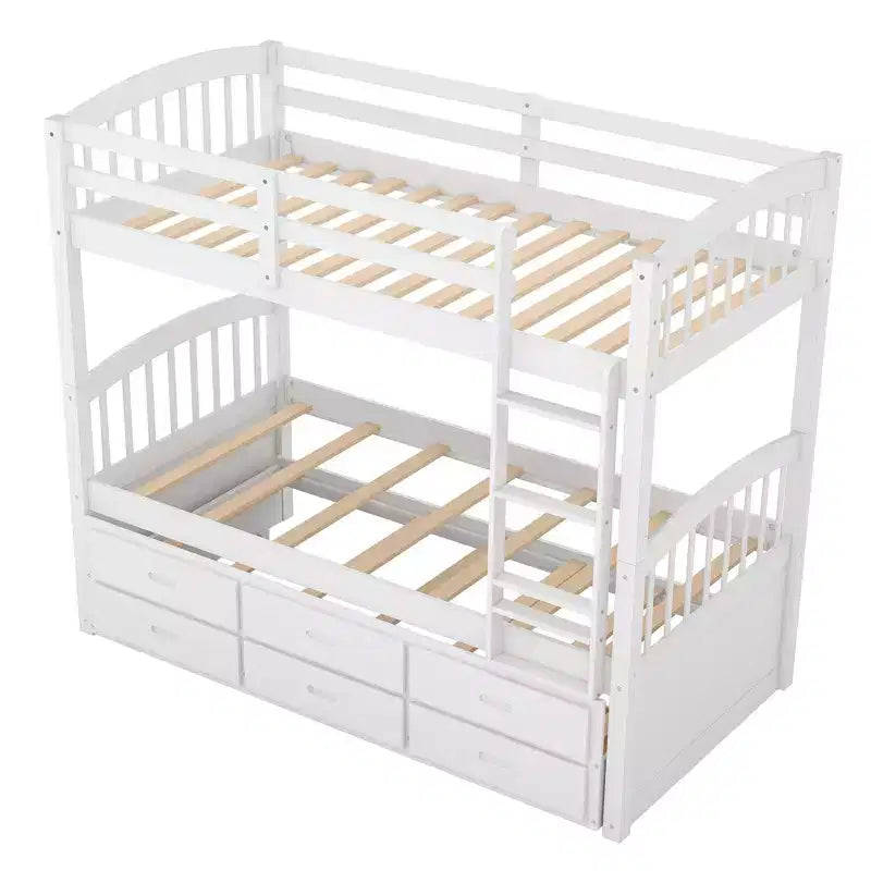 Lit superposé jumeau sur jumeau avec lit gigogne et tiroirs de rangement, lits superposés en bois massif pour meubles de chambre à coucher