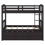 Lit superposé jumeau sur jumeau avec lit gigogne et tiroirs de rangement, lits superposés en bois massif pour meubles de chambre à coucher