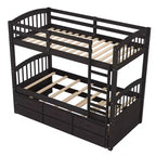 Lit superposé jumeau sur jumeau avec lit gigogne et tiroirs de rangement, lits superposés en bois massif pour meubles de chambre à coucher