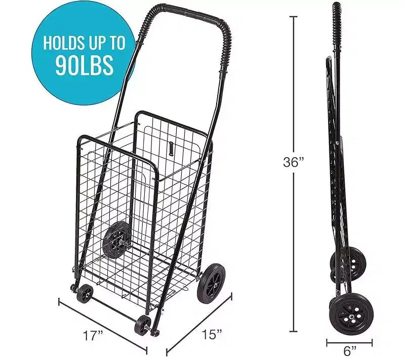 DMI Chariot utilitaire pliant à roulettes, capacité de 40 kg, chariot roulant léger avec étui de transport