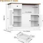Meubles de cuisine à micro-ondes GustoWave avec rangement, avec 3 portes, 1 tiroir et étagères réglables, armoire de rangement de garde-manger