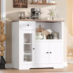 Meubles de cuisine à micro-ondes GustoWave avec rangement, avec 3 portes, 1 tiroir et étagères réglables, armoire de rangement de garde-manger