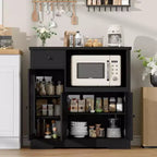 Meubles de cuisine à micro-ondes GustoWave avec rangement, avec 3 portes, 1 tiroir et étagères réglables, armoire de rangement de garde-manger