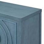 Hostack Buffet Armoire avec Portes à Rainures Circulaires et Poignées Rondes pour Salle à Manger et Salon, Bleu Antique