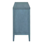 Hostack Buffet Armoire avec Portes à Rainures Circulaires et Poignées Rondes pour Salle à Manger et Salon, Bleu Antique