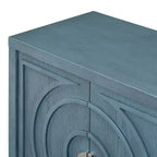 Hostack Buffet Armoire avec Portes à Rainures Circulaires et Poignées Rondes pour Salle à Manger et Salon, Bleu Antique