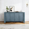 Hostack 4-Door Farmhouse Sideboard Buffet Cabinet with Adjustable Shelves for Dining Room and Kitchen Storage, Navy Blue