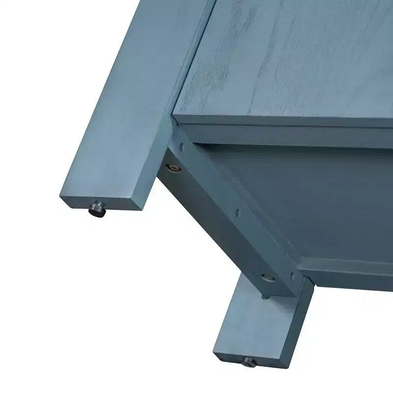 Hostack Buffet bahut de ferme 4 portes avec étagères réglables pour salle à manger et cuisine, bleu marine
