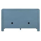 Hostack Buffet bahut de ferme 4 portes avec étagères réglables pour salle à manger et cuisine, bleu marine
