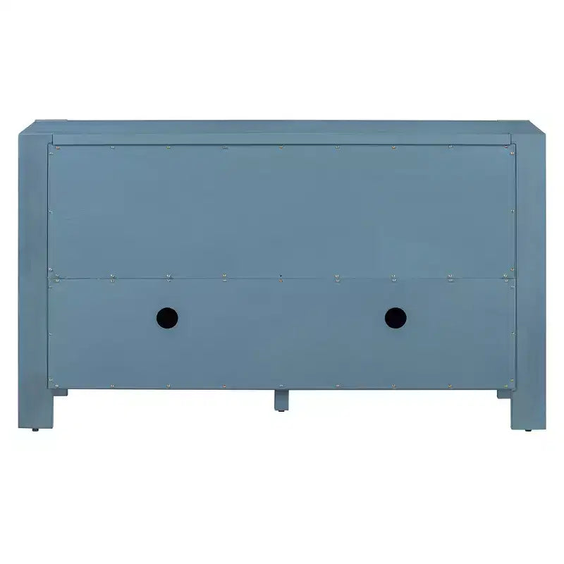 Hostack Buffet bahut de ferme 4 portes avec étagères réglables pour salle à manger et cuisine, bleu marine