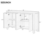 Hostack Buffet bahut de ferme 4 portes avec étagères réglables pour salle à manger et cuisine, bleu marine