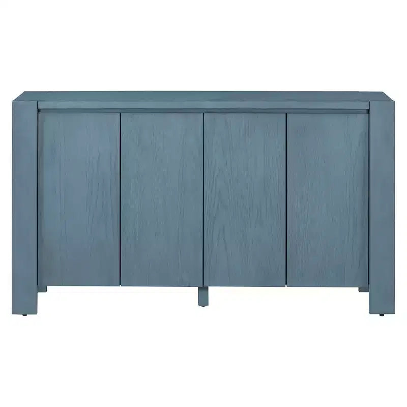 Hostack Buffet bahut de ferme 4 portes avec étagères réglables pour salle à manger et cuisine, bleu marine