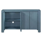 Hostack Buffet bahut de ferme 4 portes avec étagères réglables pour salle à manger et cuisine, bleu marine