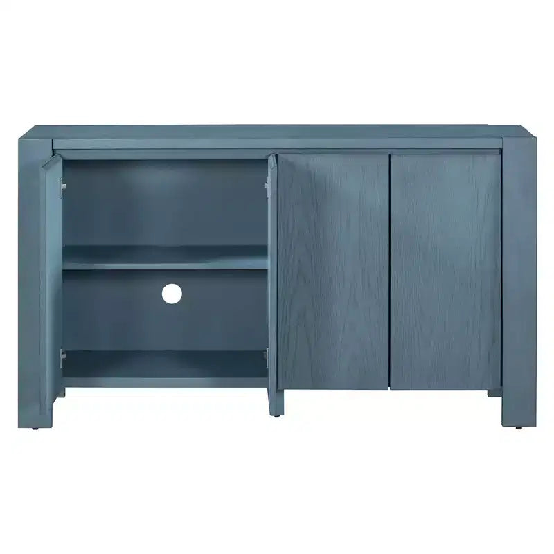 Hostack Buffet bahut de ferme 4 portes avec étagères réglables pour salle à manger et cuisine, bleu marine