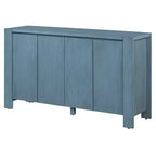 Hostack Buffet bahut de ferme 4 portes avec étagères réglables pour salle à manger et cuisine, bleu marine
