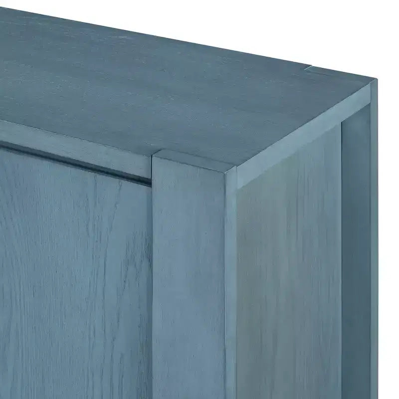 Hostack Buffet bahut de ferme 4 portes avec étagères réglables pour salle à manger et cuisine, bleu marine