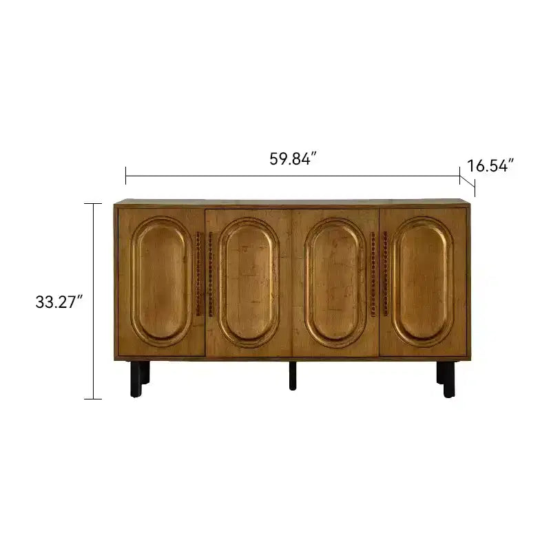 Buffet bahut ModernLuxe à 4 portes, table console en bois avec étagère réglable, marron - ModernLuxe