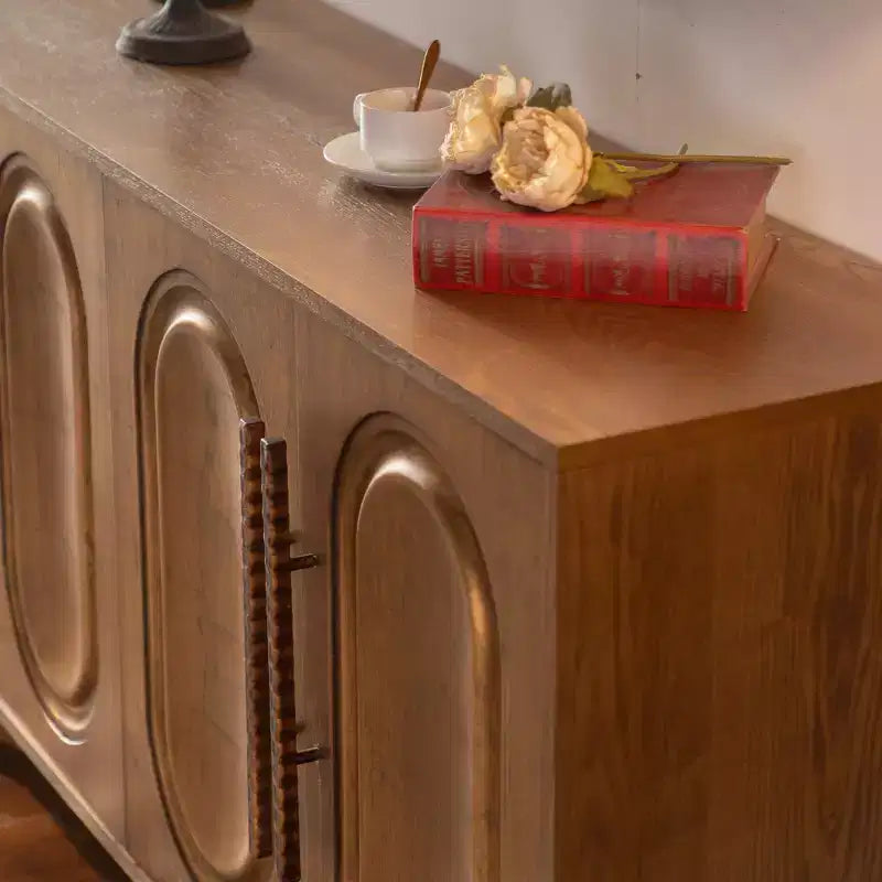 Buffet bahut ModernLuxe à 4 portes, table console en bois avec étagère réglable, marron - ModernLuxe