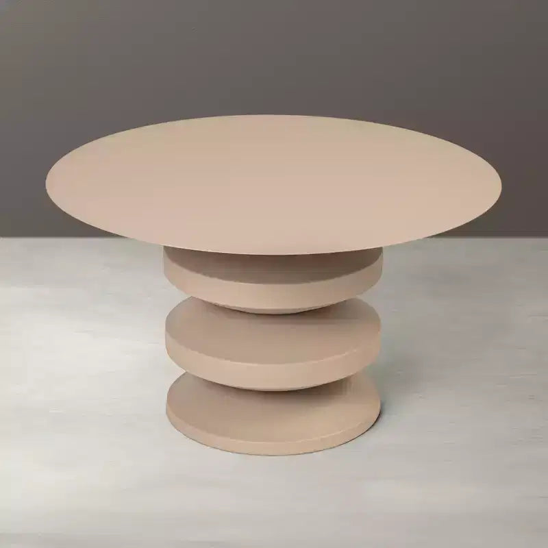 Table basse accordéon en métal Storied Home, beige