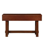 Hostack Table Console Cannelée de Ferme 52'' avec Tiroirs de Rangement et Pieds en Bois Massif pour Salon et Couloir, Cerisier