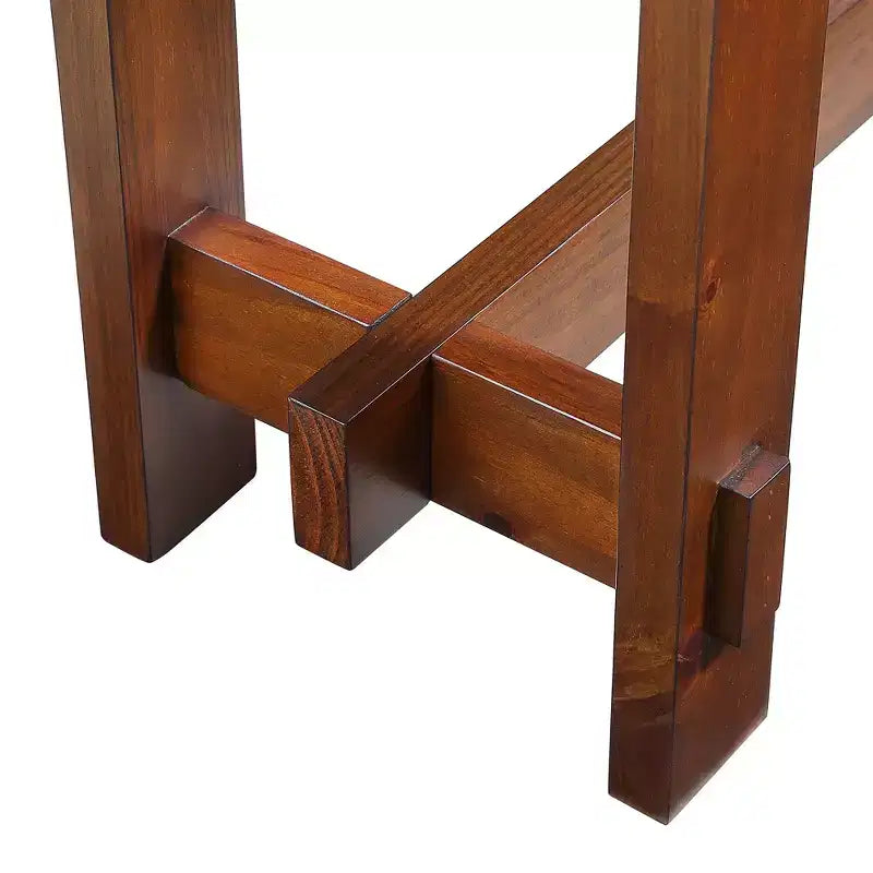 Hostack Table Console Cannelée de Ferme 52'' avec Tiroirs de Rangement et Pieds en Bois Massif pour Salon et Couloir, Cerisier