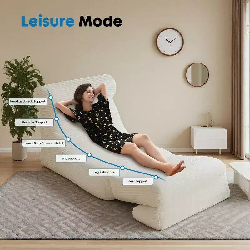 JIONJOY Canapé-lit convertible 3 en 1 - Fauteuil-lit avec mousse haute densité, chaise longue dépliante portable - Blanc