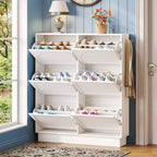 Meuble à chaussures étroit Okak, meuble à chaussures avec 6 tiroirs basculants et étagère réglable, rangement à chaussures pour entrée, salon, couloir