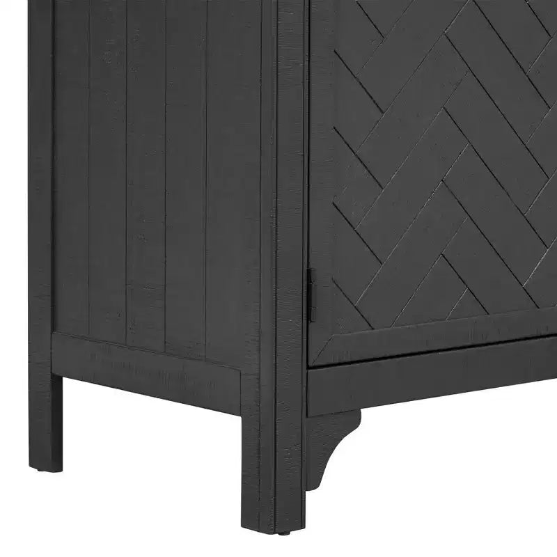 Buffet Luxystar avec MDF+placage de pin et étagères réglables pour Salons et Entrées, Noir