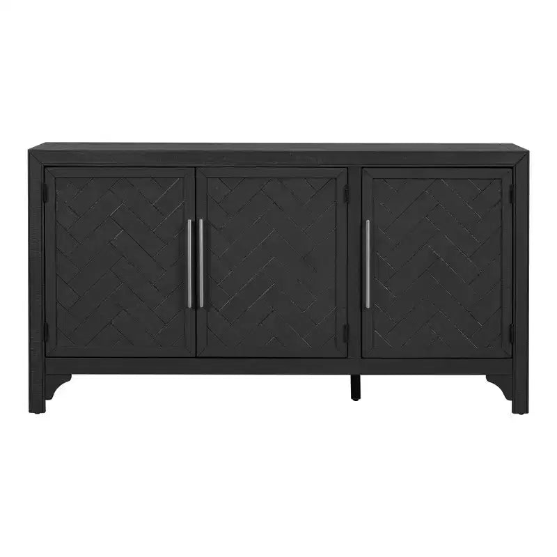 Buffet Luxystar avec MDF+placage de pin et étagères réglables pour Salons et Entrées, Noir