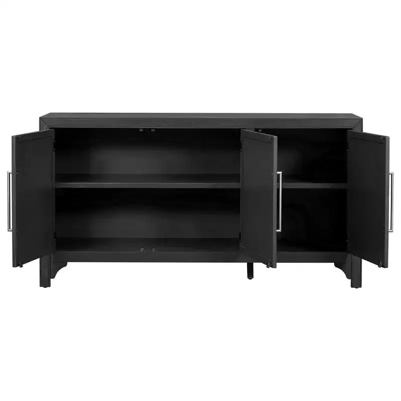 Buffet Luxystar avec MDF+placage de pin et étagères réglables pour Salons et Entrées, Noir