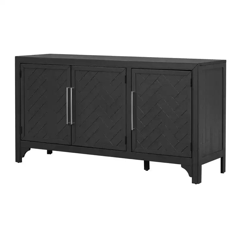 Buffet Luxystar avec MDF+placage de pin et étagères réglables pour Salons et Entrées, Noir