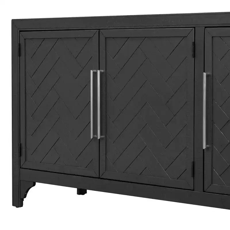 Buffet Luxystar avec MDF+placage de pin et étagères réglables pour Salons et Entrées, Noir