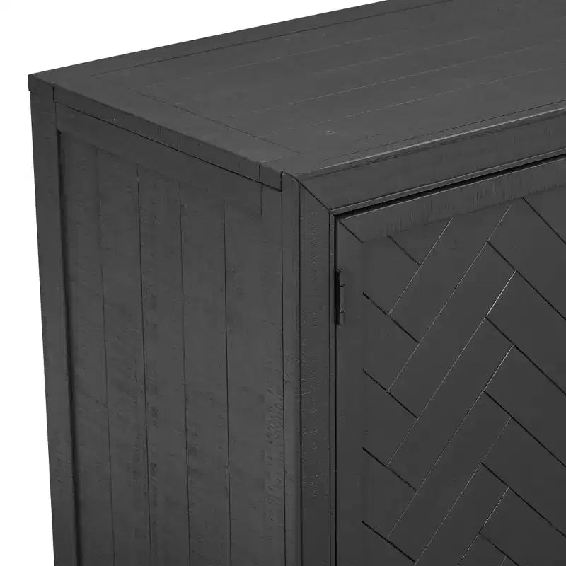 Buffet Luxystar avec MDF+placage de pin et étagères réglables pour Salons et Entrées, Noir