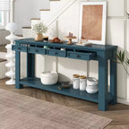 GDFStudio Lance Console en bois massif avec tiroirs et étagère inférieure