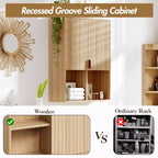 Meuble de Rangement Mural CuisinSmart pour Salle de Bain, Armoire à Pharmacie Cannelée à 2 Portes, Étagères Réglables et Rangement Ouvert, pour Buanderie Cuisine Salon