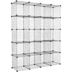 Acekool Organisateur de Rangement Modulaire 20 Cubes, Étagère et Rayonnage Multi-Unités en Treillis Métallique, Conception Ajustable, Noir