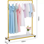 Portant à Vêtements Roulant Acekool Doré - Portant à Vêtements Robuste en Métal avec Roues et Étagères pour la Maison/Boutique