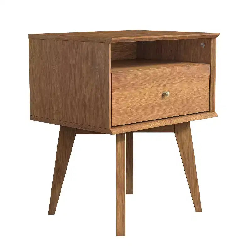 Galano Abby Serene Table de chevet à 1 tiroir avec rangement, lot de 2 - Noyer ambré