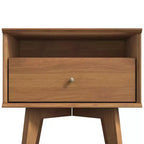Galano Abby Serene Table de chevet à 1 tiroir avec rangement, lot de 2 - Noyer ambré