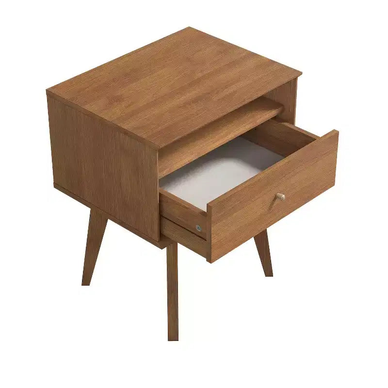 Galano Abby Serene Table de chevet à 1 tiroir avec rangement, lot de 2 - Noyer ambré