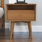 Galano Abby Serene Table de chevet à 1 tiroir avec rangement, lot de 2 - Noyer ambré