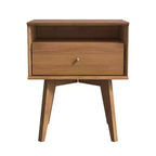 Galano Abby Serene Table de chevet à 1 tiroir avec rangement, lot de 2 - Noyer ambré