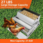 Mangeoire pour poulets, automatique 12,2 kg en acier galvanisé - À pédale, anti-rats, anti-gaspillage, nourrit 10 poulets pendant 11 jours, convient aux canards, poules naines, faisans