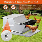 Mangeoire pour poulets, automatique 12,2 kg en acier galvanisé - À pédale, anti-rats, anti-gaspillage, nourrit 10 poulets pendant 11 jours, convient aux canards, poules naines, faisans