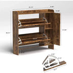 Meuble à chaussures Okak, Organiseur de chaussures autoportant avec 2 tiroirs basculants, Meuble de rangement pour chaussures pour entrée, salon, couloir, Marron