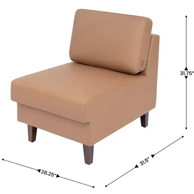 Fauteuil de réception central rembourré Flash Furniture HERCULES Artemis avec pieds en noyer et patins ajustables