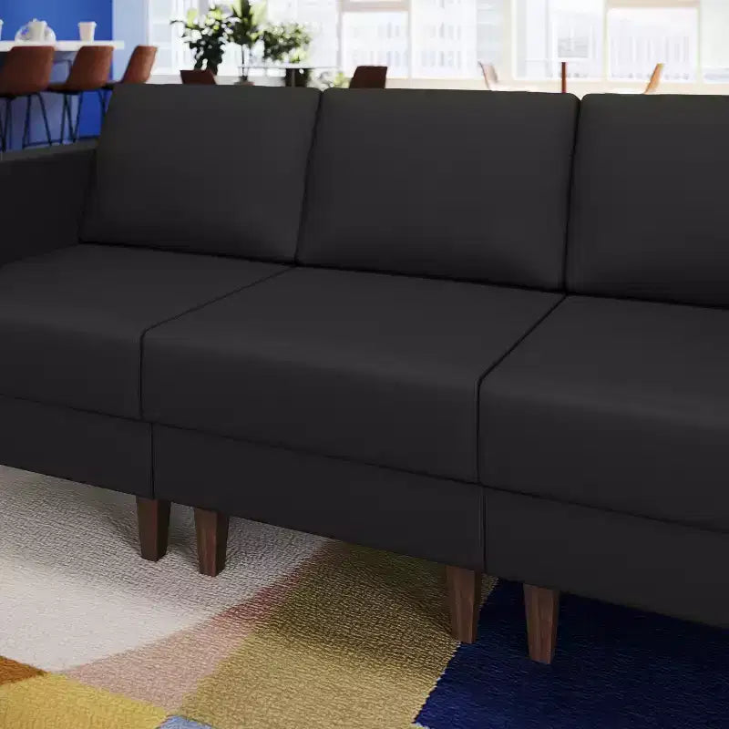 Fauteuil de réception central rembourré Flash Furniture HERCULES Artemis avec pieds en noyer et patins ajustables