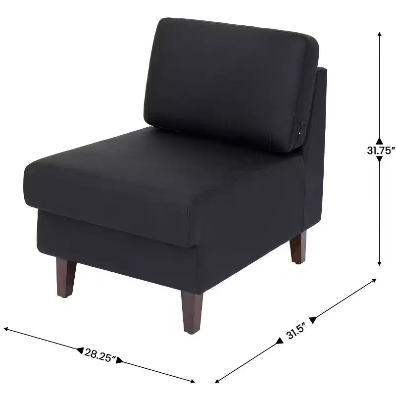 Fauteuil de réception central rembourré Flash Furniture HERCULES Artemis avec pieds en noyer et patins ajustables
