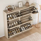 Meuble à chaussures GustoWave avec 6 tiroirs abattants, armoire à chaussures en bois avec étagère réglable, rangement à chaussures