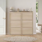 Meuble à chaussures GustoWave avec 6 tiroirs abattants, armoire à chaussures en bois avec étagère réglable, rangement à chaussures